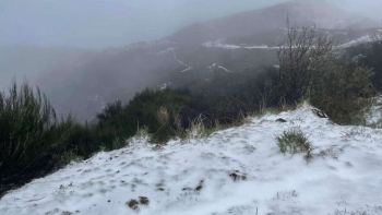 Vários carros ficaram retidos na zona Pico do Areeiro devido à neve