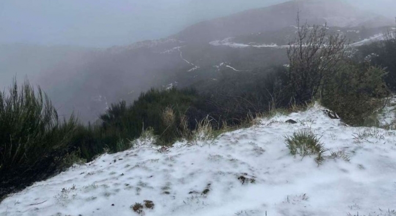 Vários carros ficaram retidos na zona Pico do Areeiro devido à neve