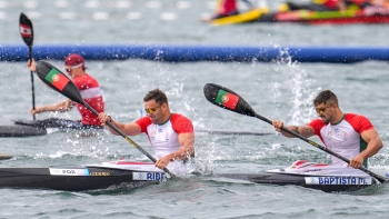 Canoístas João Ribeiro e Messias Baptista na final de K2 500 metros