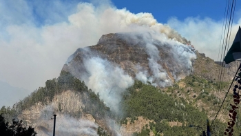 Incêndio já se espalhou por toda a encosta do Curral