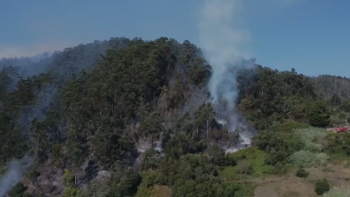 Bombeiros unem esforços para extinguir incêndio na Lombada (vídeo)