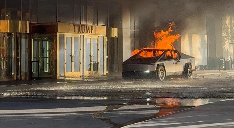 Tesla explode frente a hotel Trump em Las Vegas fazendo um morto