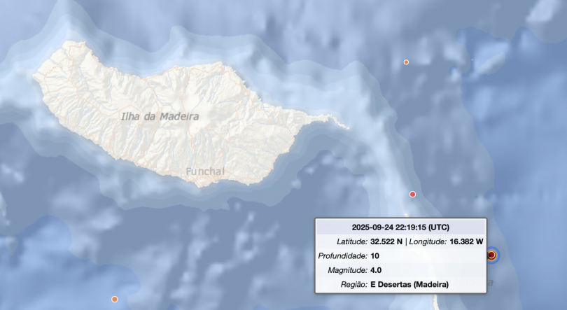 Imagem de Sismo sentido na Madeira