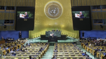 Imagem de Delegados deixam cadeiras vazias durante discurso de Netanyahu na ONU