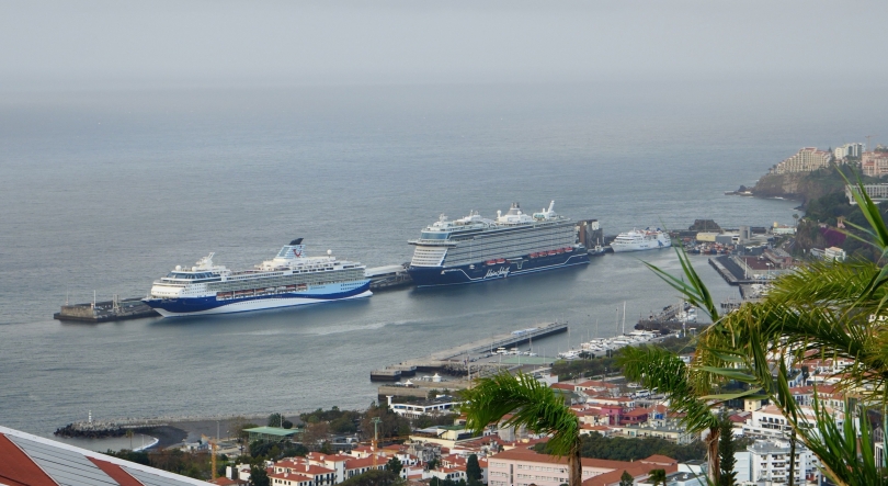 Imagem de Porto do Funchal a receber dois navios de cruzeiro