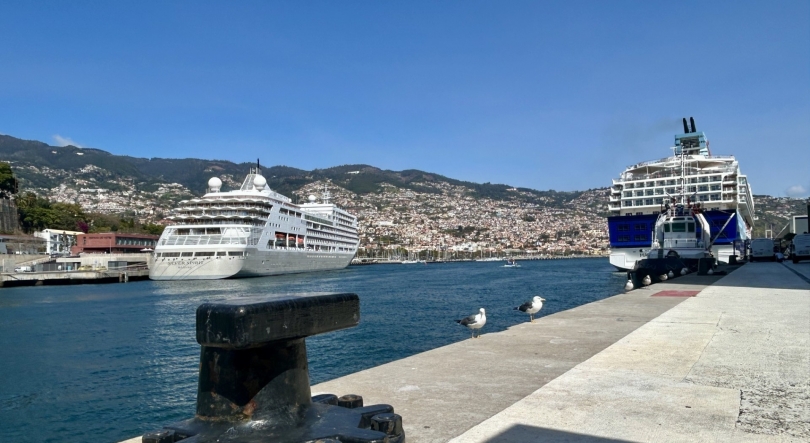 Imagem de Dois navios passam a noite no Funchal