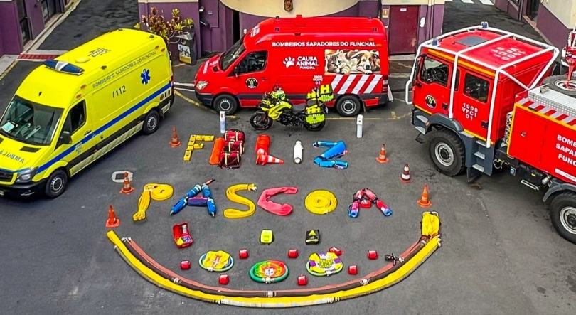 Imagem de Bombeiros Sapadores do Funchal desejam Boa Páscoa com criatividade (fotos)
