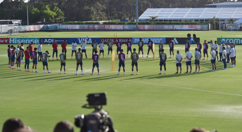 Homenagem à Venezuela no treino de Portugal
