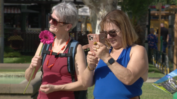 Turistas receberam bananas, flores e colares de rebuçados (vídeo)